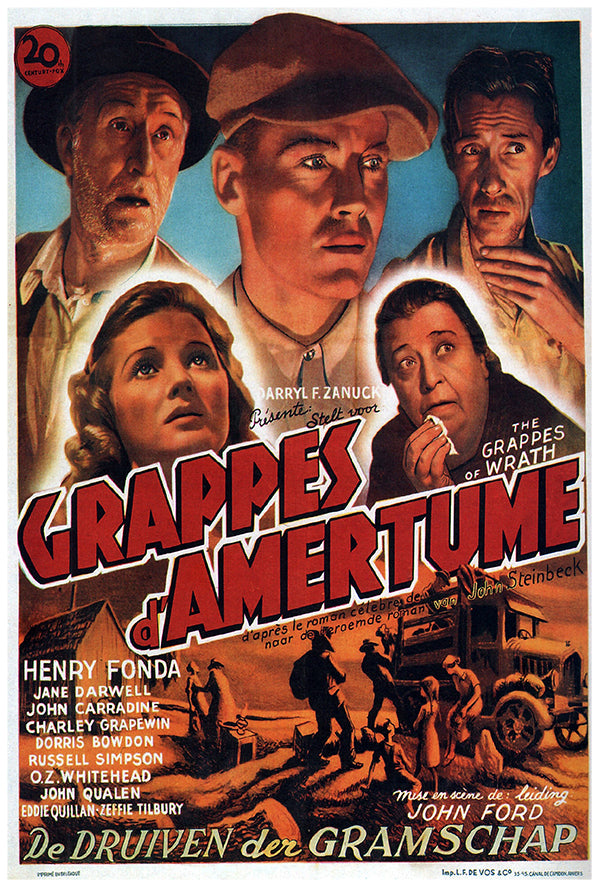 The Grapes of Wrath 1940 - Belgium - Vintage Movie Poster