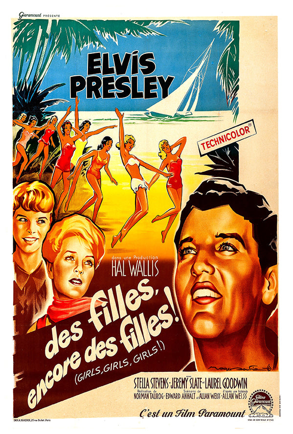 Girls! Girls! Girls! - Elvis Presley - 1962 - French - Vintage Movie Poster
