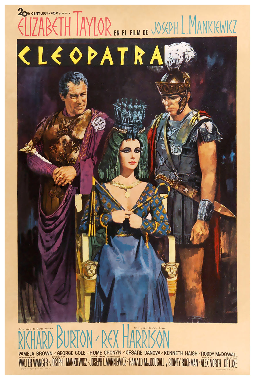Cleopatra 1963 - Richard Burton - Spain - Classic Movie Poster