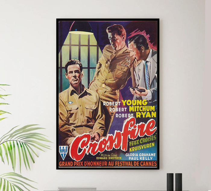Crossfire 1947 - Belgium - Robert Mitchum - Vintage Classic Movie Poster
