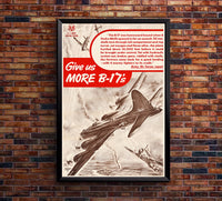 B-17 Bomber - US Army - WW2 Poster