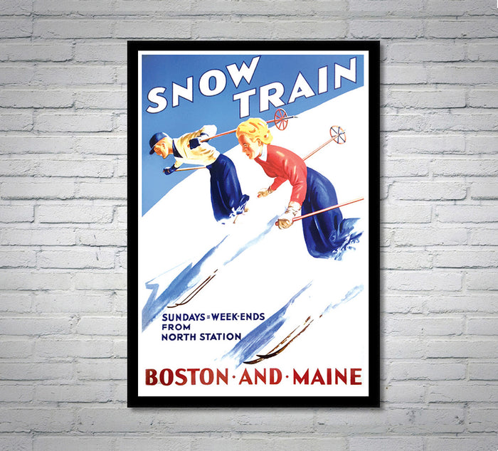 Boston Maine - Snow Train - Vintage Travel Poster