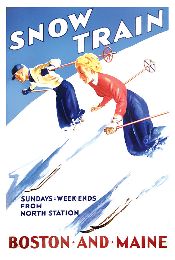 Boston Maine - Snow Train - Vintage Travel Poster