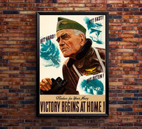 Victory Begins at Home - Halsey - WW2 Poster