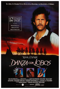 Dances with Wolves 1990 - Spanish - Kevin Costner - Vintage Classic Movie Poster