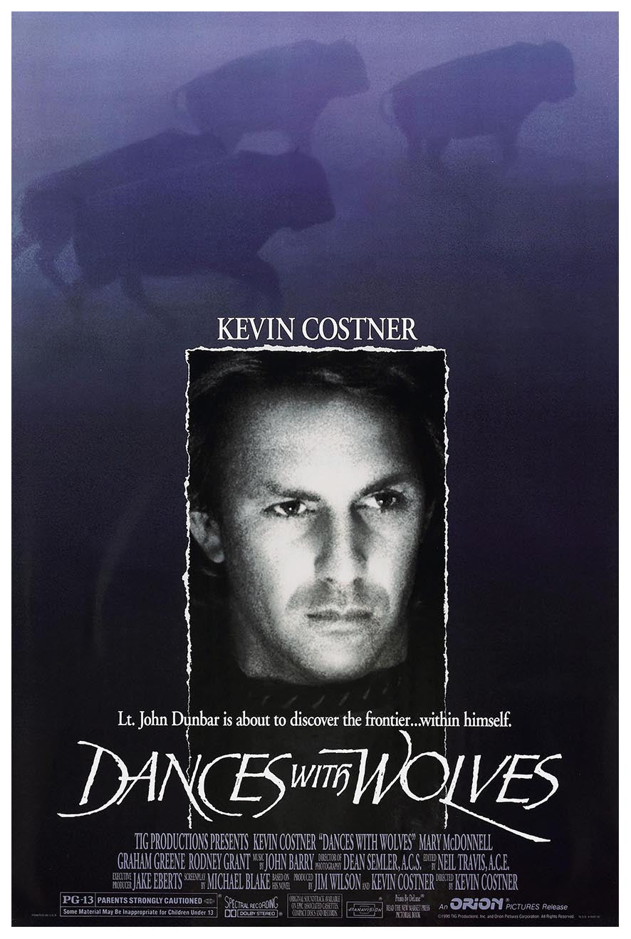 Dances with Wolves 1990 v1 - Kevin Costner - Vintage Classic Movie Poster