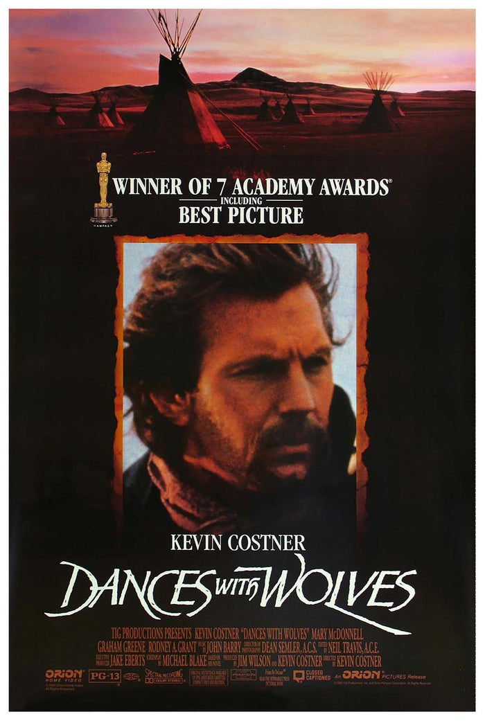 Dances with Wolves 1990 v2 - Kevin Costner - Vintage Classic Movie Poster