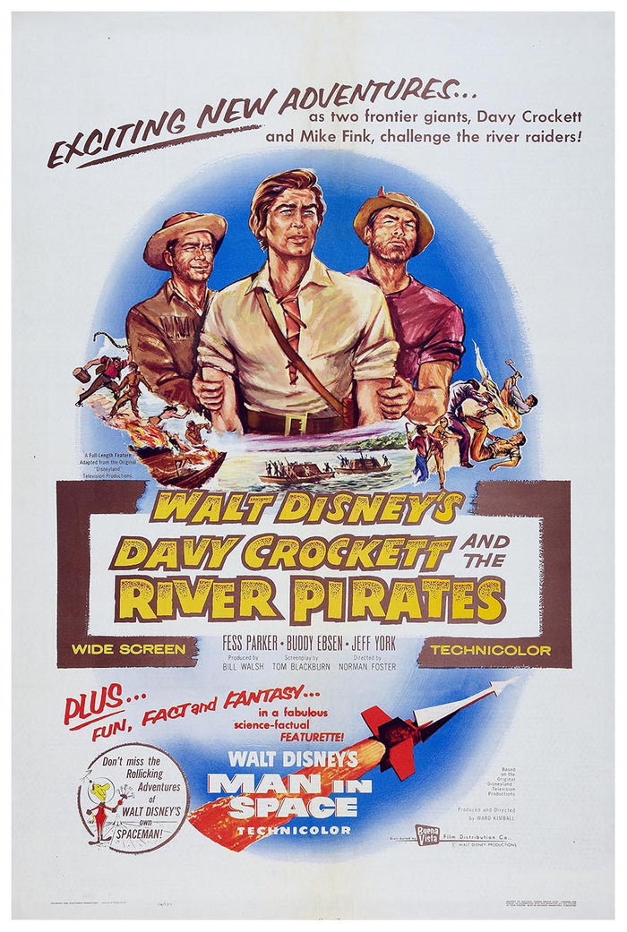 Davy Crockett and the River Pirates 1956 - Vintage Pirate Classic Movie Poster