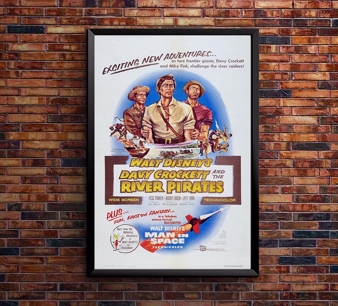 Davy Crockett and the River Pirates 1956 - Vintage Pirate Classic Movie Poster