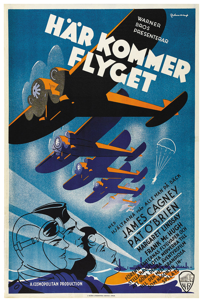 Devil Dogs of the Air 1935 - James Cagney - Sweden - Classic Movie Poster