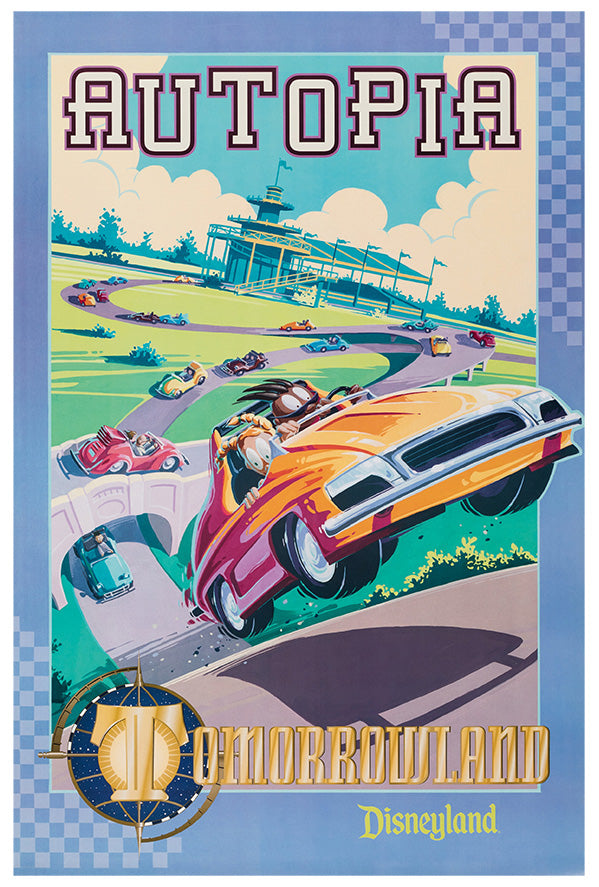 Autopia - Attraction - Disneyland 2 - Vintage Disney Poster