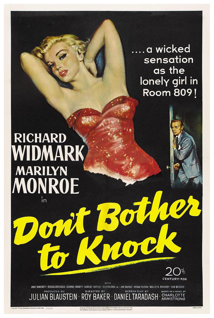 Don't Bother to Knock 1952 - Vintage Classic Movie Poster