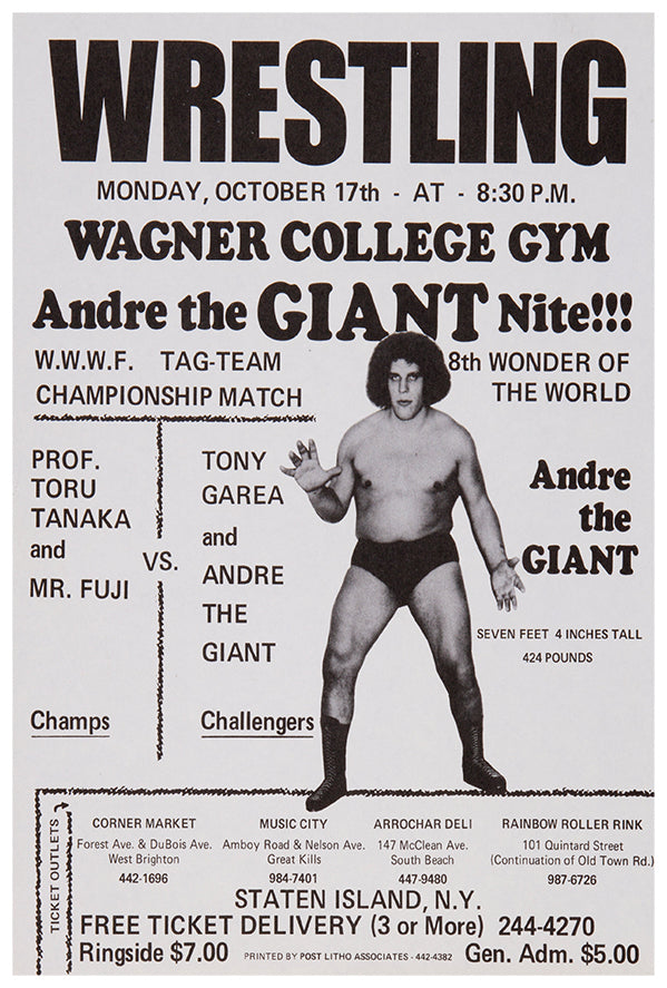 Andre the Giant - 1970s - Vintage Wrestling Poster