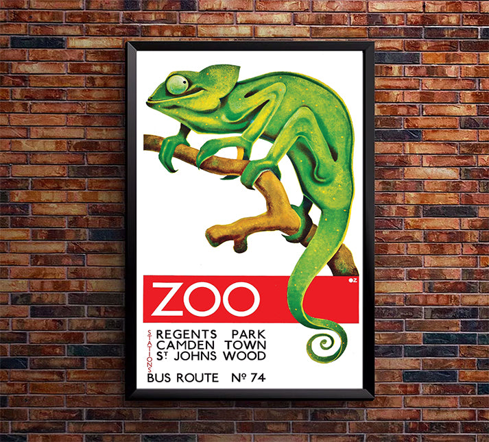 UK - Zoo - Regents Park - Vintage Travel Poster