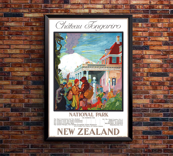 New Zealand - Chateau Tongariro - Vintage Travel Poster