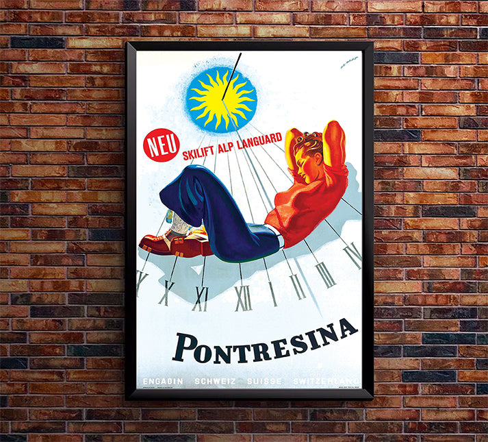 Switzerland - Pontrsina - Swiss Alps - Vintage Travel Poster