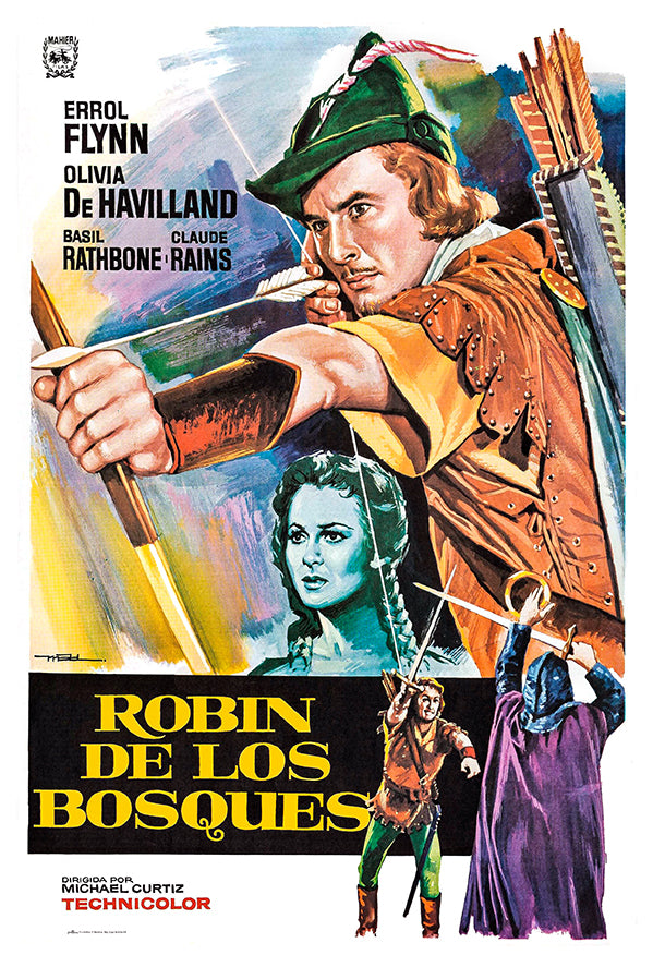 The Adventures of Robin Hood -Errol Flynn - Spanish - Movie Poster