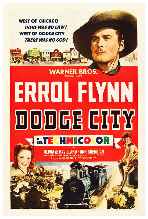 Dodge City - Errol Flynn - Movie Poster