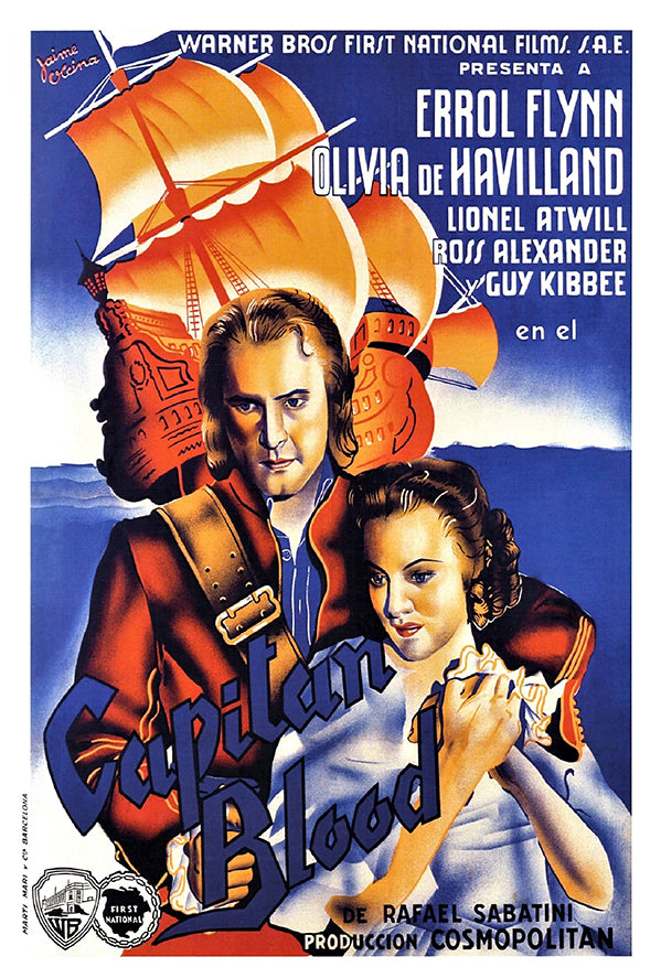 Captain Blood - Errol Flynn - Spanish - Movie Poster