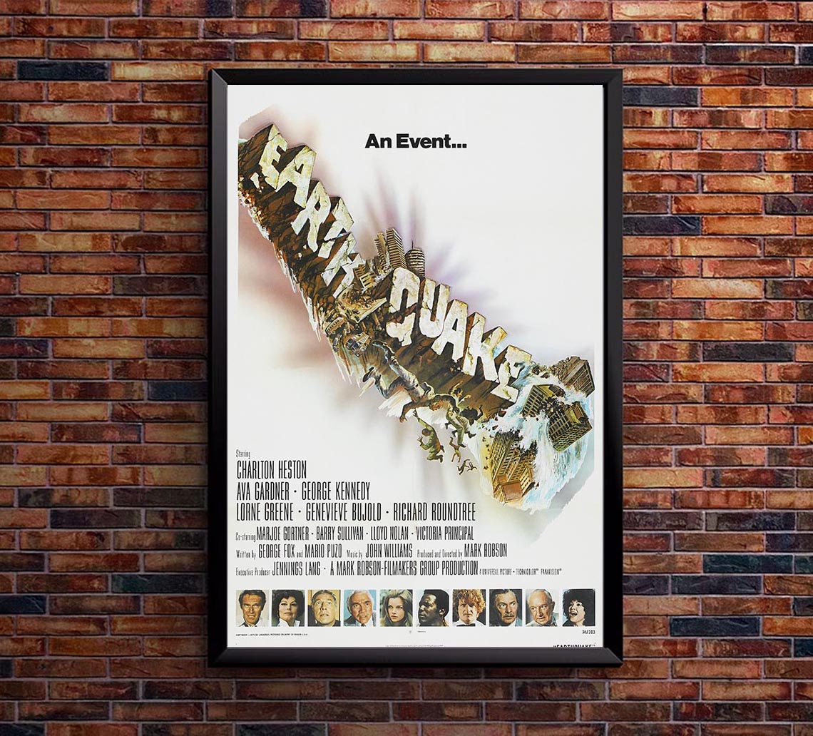 Earthquake 1974 - Charlton Heston - Vintage Classic Movie Poster