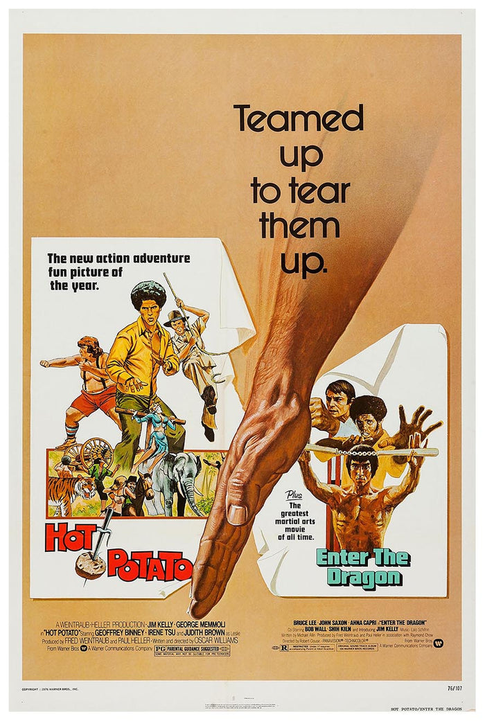 Enter The Dragon 1973 - Double Feature - Vintage Classic Kung Fu Movie Poster