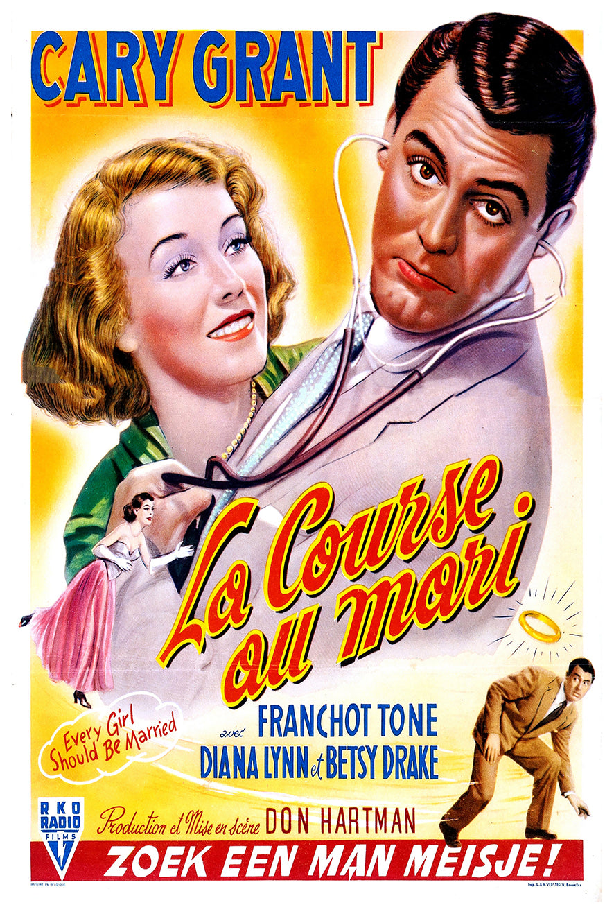 Every Girl Should Be Married 1948 - Cary Grant - Belgium - Classic Movie Poster