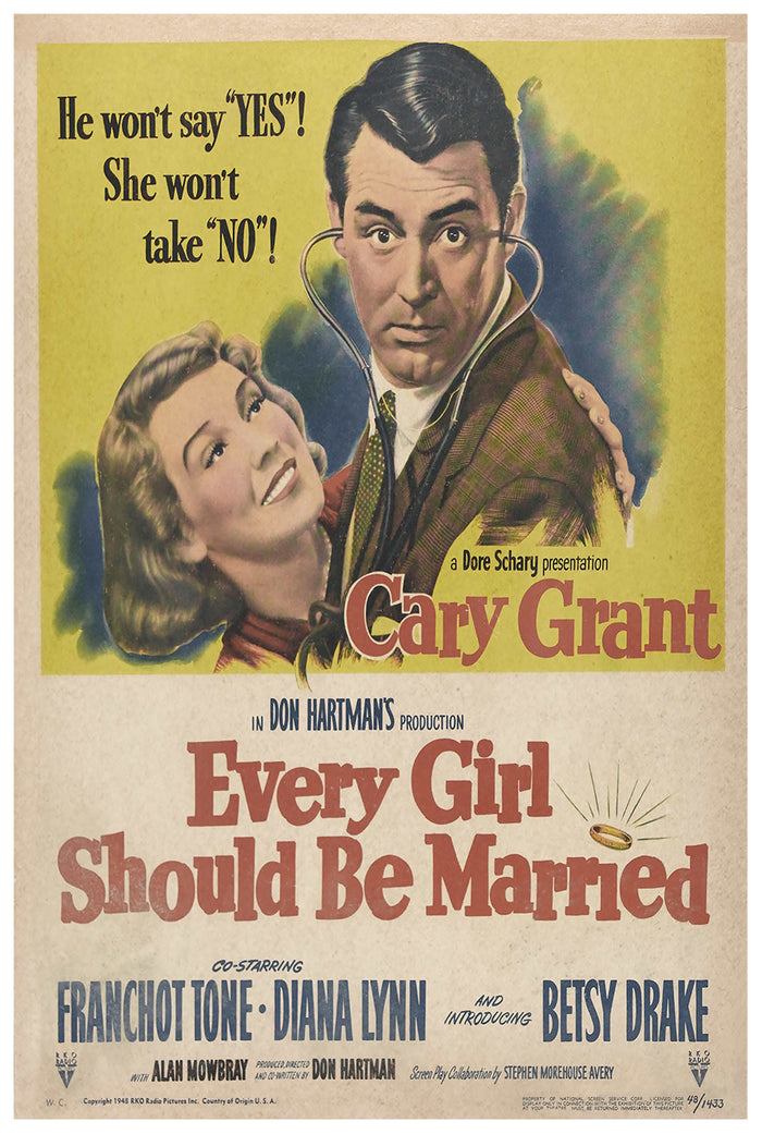 Every Girl Should Be Married 1948 - Cary Grant - US(2) - Classic Movie Poster