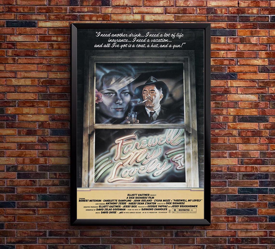 Farewell, My Lovely 1975 - Robert Mitchum - Vintage Classic Movie Poster