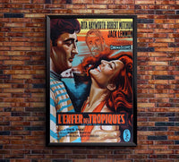 Fire Down Below 1957 - French - Robert Mitchum - Vintage Classic Movie Poster