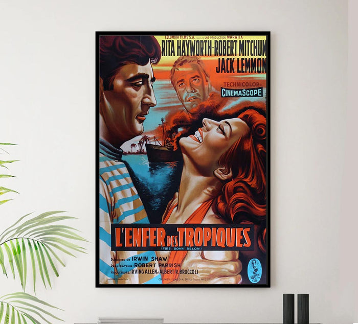 Fire Down Below 1957 - French - Robert Mitchum - Vintage Classic Movie Poster