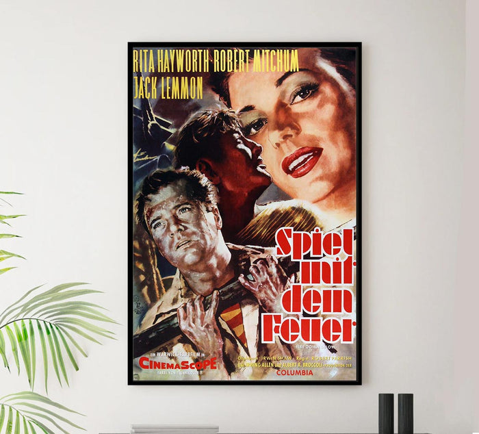 Fire Down Below 1957 - German - Robert Mitchum - Vintage Classic Movie Poster