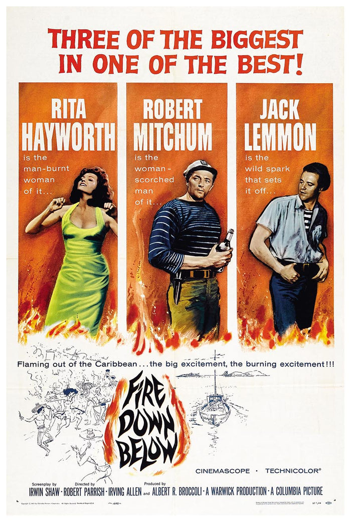Fire Down Below 1957 - Robert Mitchum - Vintage Classic Movie Poster