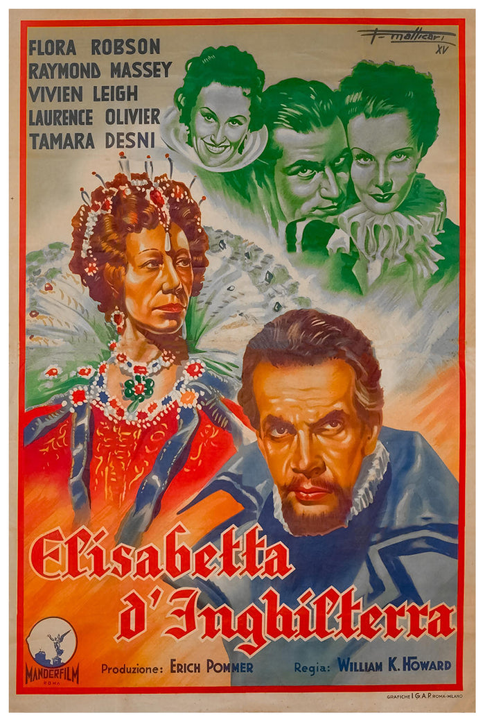 Fire Over England 1937 - Laurence Olivier - Italy - Classic Movie Poster