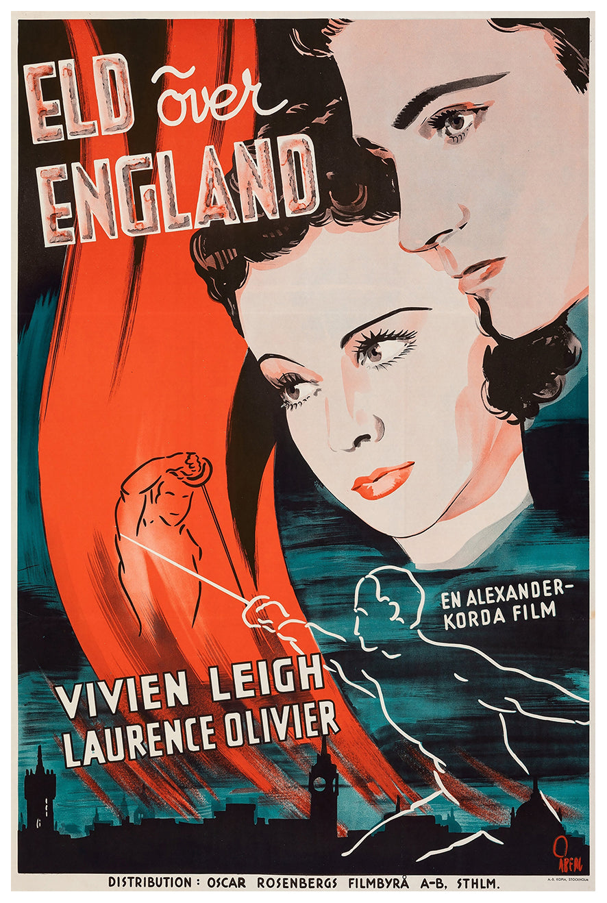 Fire Over England 1937 - Laurence Olivier - Sweden - Classic Movie Poster