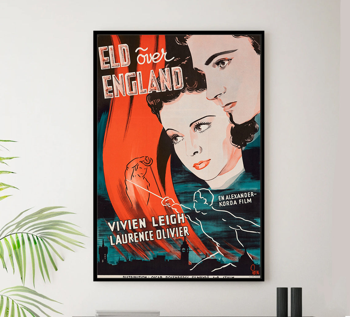 Fire Over England 1937 - Laurence Olivier - Sweden - Classic Movie Poster