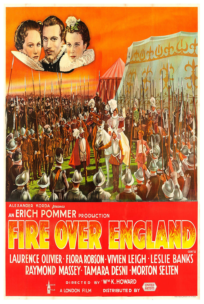 Fire Over England 1937 - Laurence Olivier - UK - Classic Movie Poster