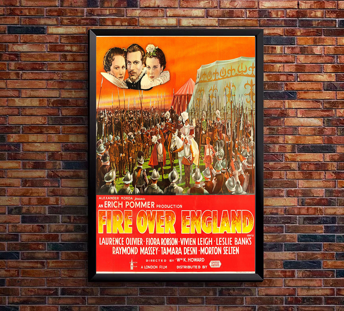 Fire Over England 1937 - Laurence Olivier - UK - Classic Movie Poster