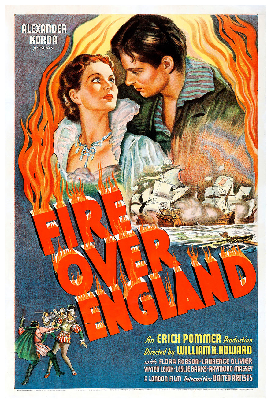 Fire Over England 1937 - Laurence Olivier - US - Classic Movie Poster
