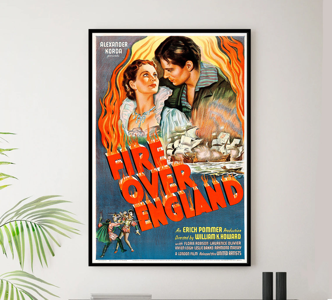 Fire Over England 1937 - Laurence Olivier - US - Classic Movie Poster