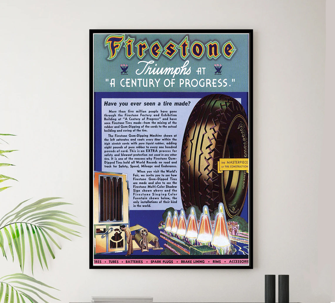 Firestone v5 - Vintage Automobile Racing Poster – Lost Island