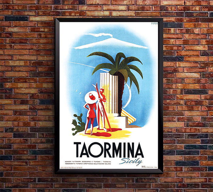 Italy - Taormina - Sicily - Vintage Travel Poster