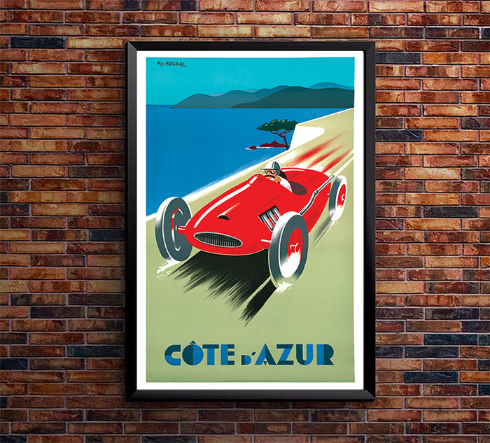 France - Cote d'azur - Racing - Vintage Travel Poster