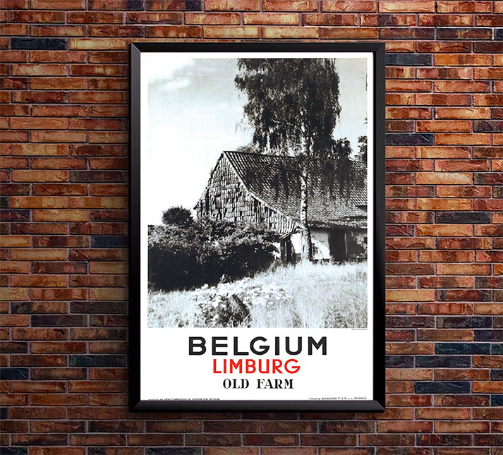 Belgium - Old Farm - Vintage Travel Poster