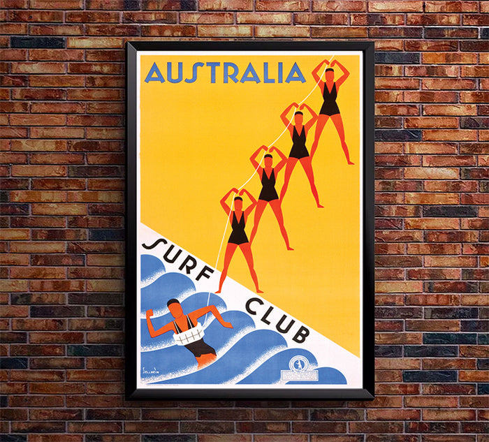 Australia - Surf Club - Vintage Travel Poster