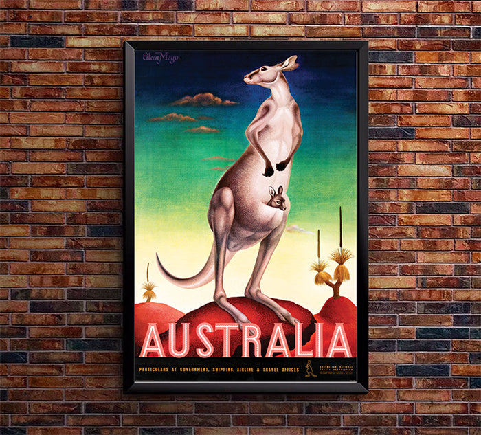 Australia - Kangaroo - Vintage Travel Poster