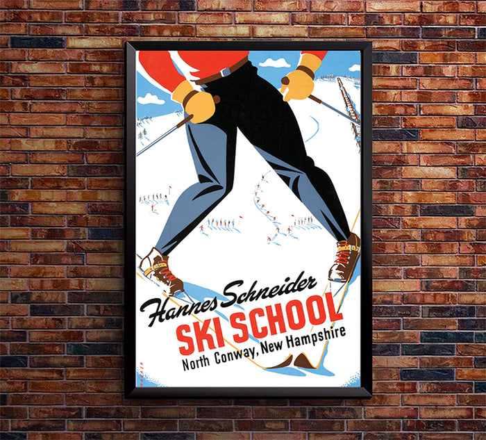 New Hampshire - Ski School - Vintage Travel Poster