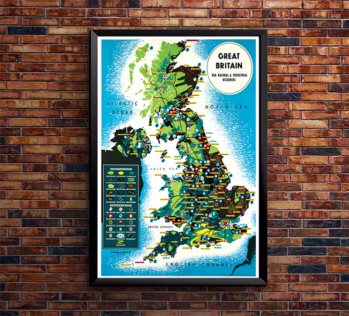 Great Britain Map - Vintage Travel Poster