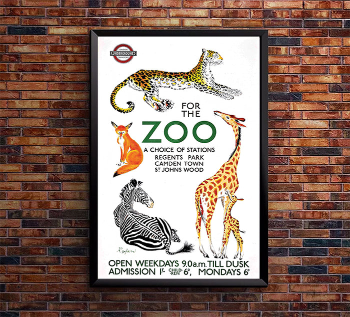 UK - Underground - For the Zoo - Vintage Travel Poster