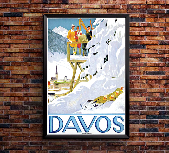 Switzerland Davos 2- Vintage Travel Poster