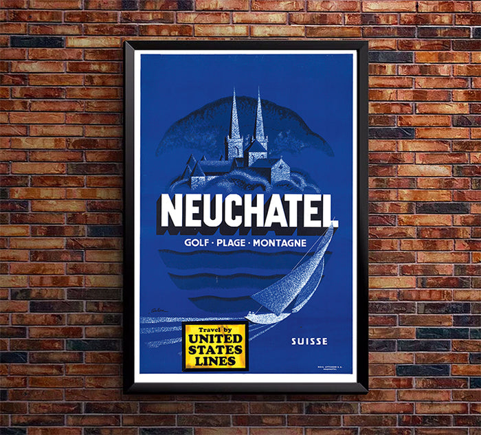 Switzerland - NeuChatel - Vintage Travel Poster